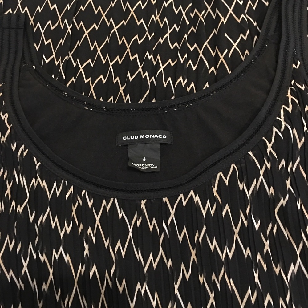 Club Monaco Pleated Black & White Dress